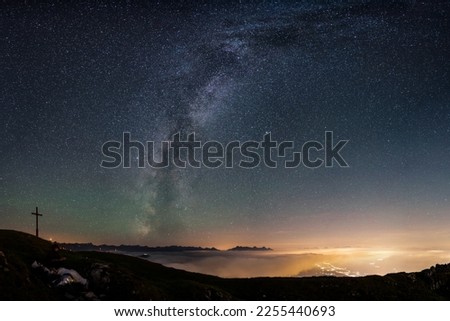 The Milky Way over the City of Innsbruck seen from the Mountains at night