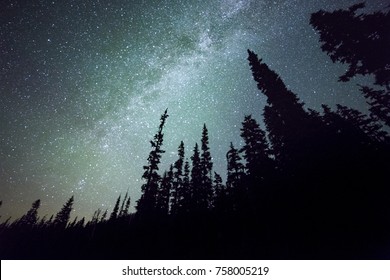 Milky Way Over Elk Meadow On Mt. Hood Night Sky With Stars And Skyglow