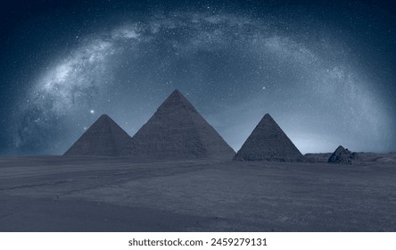 The Milky Way rises over the Pyramids in Giza, Egypt - Powered by Shutterstock