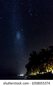 Milky Way And Stars In Belize Beach At Night, Central America