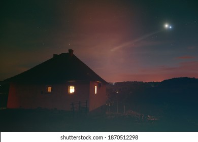 Milky Way stars and suburb countryside silhouettes. - Powered by Shutterstock