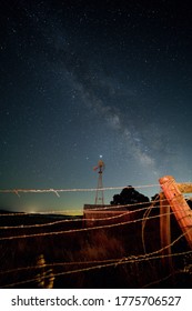 Milky Way With Windmill On The Hunt Road Near Angels Camp California