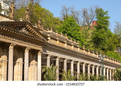 The Mill Colonnade is a large historical colonnade with several hot springs in the spa town of Karlovy Vary, Czech Republic. The building is one of the traditional symbols of the city.