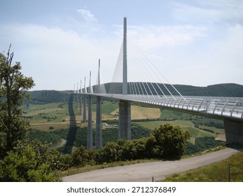 The Millau Viaduct, a multispan cable-stayed bridge completed in 2004 across the gorge valley of the Tarn near (west of) Millau in the Aveyron department in the Occitanie Region, in Southern France