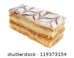 mille feuille pastry in front of white background