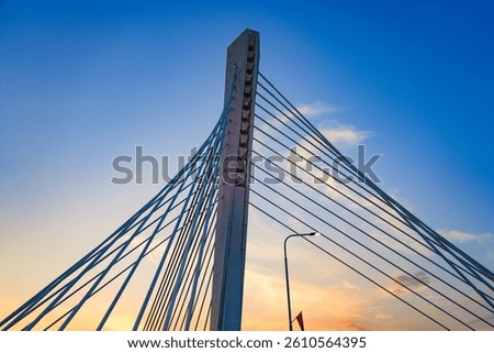 Millenium Bridge (Most Milenijum), a cable-stayed bridge that spans the Moraca river in Podgorica, the capital city of Montenegro in the Balkans