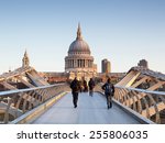 Millenium bridge and St Paul cathedral in London 