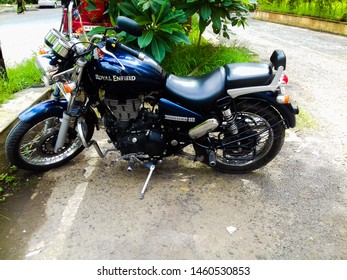millenium business park, mahape, navi mumbai, maharashtra, India, 23rd july 2019: Royal Enfield has been parked at office premises in day time.