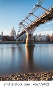 Millennium Bridge Over River Thames, London, UK