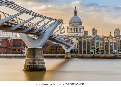 Millennium Bridge and Saint Paul's Cathedral in London - Powered by Shutterstock