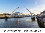 The Millennium Bridge, Tyne Bridge and Sage Gateshead Arts Centre, Gateshead, Newcastle-upon-Tyne, Tyne and Wear, England, United Kingdom, Europe