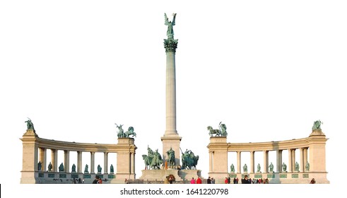 Millennium Monument isolated on white background. It is located at Heroes' Square, Budapest, Hungary - Powered by Shutterstock