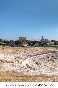 The Miller's House Inside The Archaeological Park Of Neapolis In Syracuse Sicily And Part Of The Famous Greek Theater.