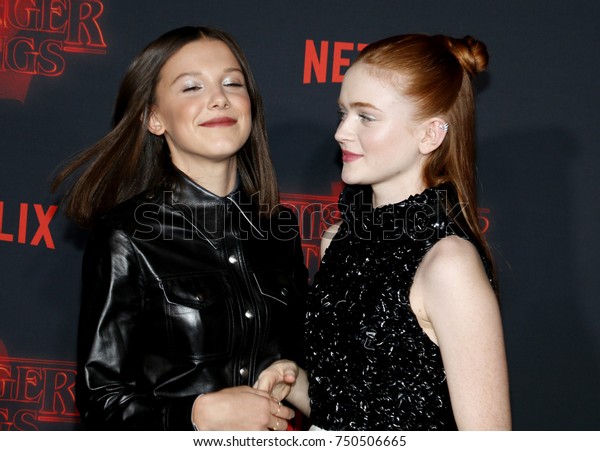 Millie Bobby Brown Sadie Sink Netflixs Stock Image Download Now