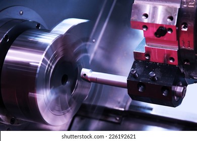 milling detail on metal cutting machine tool at factory 