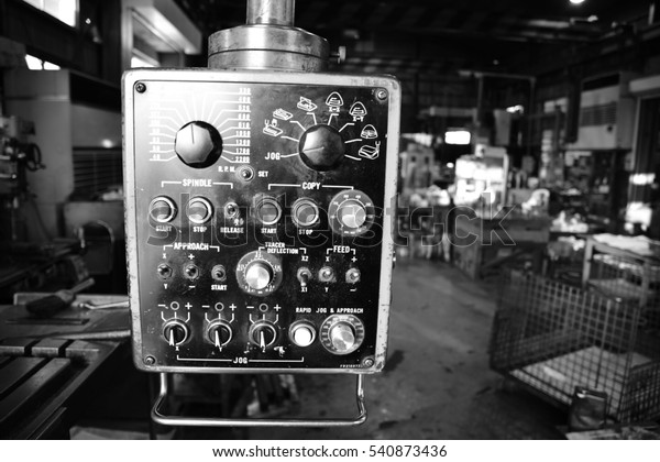 Milling Machine Machine Control Panel Blackandwhite Stock Photo ...