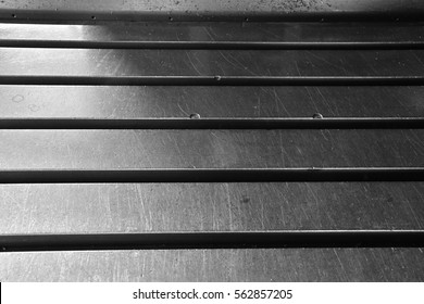 Milling Machine Table. At The High Quality Technology Factory. Black-and-white photo. 