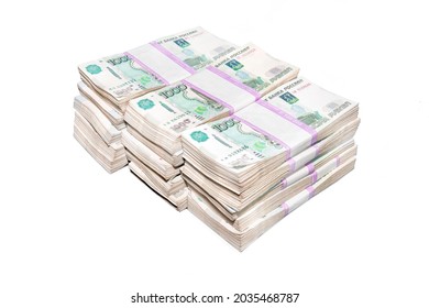 Million rubles in Russian rubles isolated. A big wad of money Russian banknotes on white background