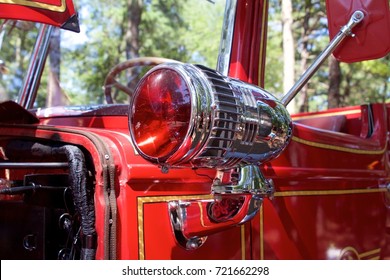 Millville, NJ, USA - August 20, 2017: Detail Of Red Flasher Light On A 1949 Mack Pumper Fire Truck At The 37th Annual Fire Apparatus Show And Muster In Millville, New Jersey.