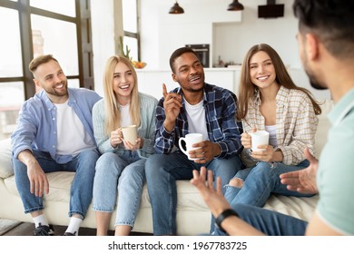 Miltiethnic Young Friends Having Social Gathering Stock Photo ...