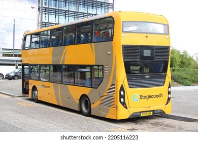 Milton Keynes, UK - September 30, 2021: Stagecoach Runs On UK Double-decker Buses And Employs More Than 30000 People.