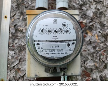 Milton, NS, CAN, July 27, 2021 - An Old Mechanical Electrical Meter. The Branch Is Canadian General Electric Company Limited.