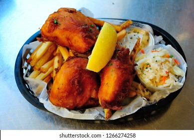 Milwaukee Fish Fry, Served With French Fries And Coleslaw