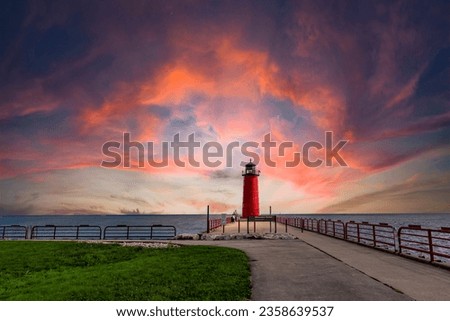 Milwaukee Pierhead Lighthouse view in Wisconsin State