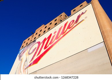 Milwaukee, USA - October 19, 2018 - The Miller Brewery complex in Milwaukee, Winsconsin