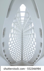 MILWAUKEE, WI - OCTOBER 24, 2013: Interior Atrium And Skylight Of Milwaukee Art Museum Designed By Santiago Calatrava. 