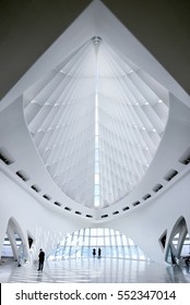 MILWAUKEE, WI - OCTOBER 24, 2013: Interior Atrium And Skylight Of Milwaukee Art Museum Designed By Santiago Calatrava. 