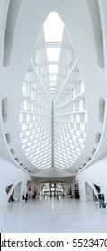 MILWAUKEE, WI - OCTOBER 24, 2013: Interior Atrium And Skylight Of Milwaukee Art Museum Designed By Santiago Calatrava. 