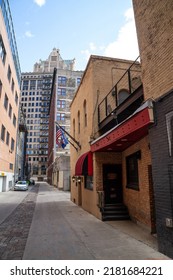 Milwaukee, WI, USA April 19 2022: Safehouse Restaurant And Spy Bar Entrance On Front Street In Downtown Milwaukee, Wisconsin.