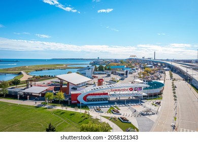 Milwaukee, WI USA - October 14 , 2021: Aerial View Of Henry Maier Festival Park Home Of Milwaukee World Festival Inc And The Summerfest Grounds