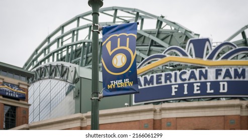 Milwaukee, Wisconsin - May 26, 2022: Milwaukee Brewers' Logo At American Family Field MLB Baseball Stadium