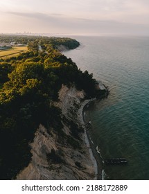 Milwaukee Wisconsin Shoreline During Sunset Near The Golf Course In Cudahy.