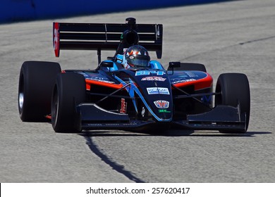 Milwaukee Wisconsin, USA - August 15, 2014: Indy Lights Series Practice Session Friday. 24 Scott Anderson - United States, Fan Force United