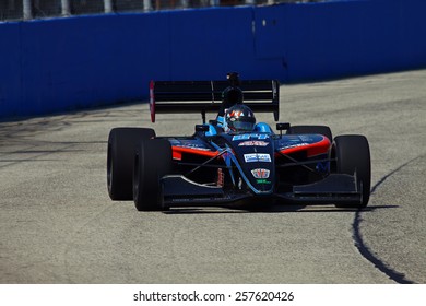 Milwaukee Wisconsin, USA - August 15, 2014: Indy Lights Series Practice Session Friday. 24 Scott Anderson - United States, Fan Force United