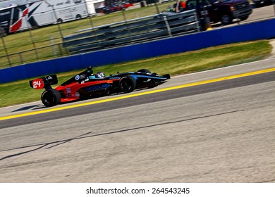 Milwaukee Wisconsin, USA - August 16, 2014: Indycar Indy Lights Series Practice And Qualifying, Milwaukee Mile. 24 Scott Anderson - United States, Fan Force United