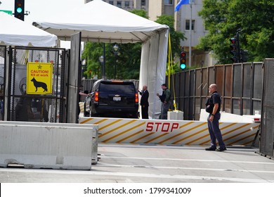 Milwaukee, Wisconsin / USA - August 17th, 2020: Police Security Checkpoints Stand Guarded Around The Wisconsin Center During The Democratic National Convention