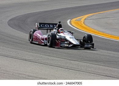 Milwaukee Wisconsin, USA - June 15, 2013: Indycar Indyfest Race Milwaukee Mile. High Speed Racing Action At 