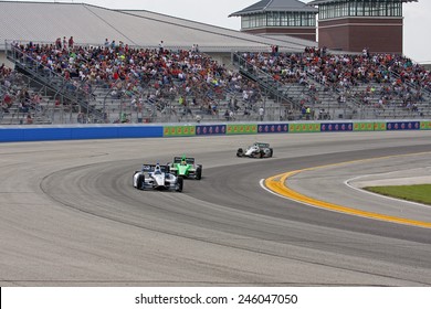 Milwaukee Wisconsin, USA - June 15, 2013: Indycar Indyfest Race Milwaukee Mile. High Speed Racing Action At 