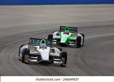 Milwaukee Wisconsin, USA - June 15, 2013: Indycar Indyfest Race Milwaukee Mile. High Speed Racing Action At 