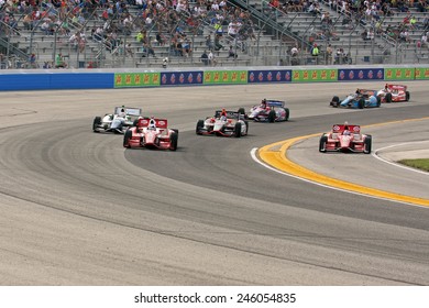 Milwaukee Wisconsin, USA - June 15, 2013: Indycar Indyfest Race Milwaukee Mile. High Speed Racing Action At 