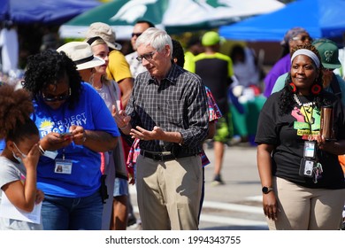 Milwaukee, Wisconsin USA - June 19th, 2021: Wisconsin Democrat Governor Tony Evers Attended The Juneteenth Festival Event And Interacted With African American Locals.