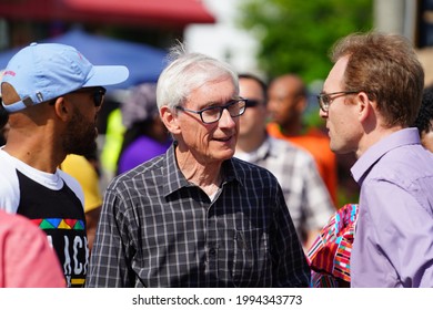 Milwaukee, Wisconsin USA - June 19th, 2021: Wisconsin Democrat Governor Tony Evers Attended The Juneteenth Festival Event And Interacted With African American Locals.