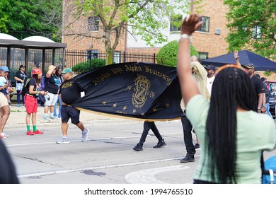 Milwaukee, Wisconsin USA - June 19th, 2021: Black African-American Fraternities Participated And Walked In Juneteenth Celebration Parade.