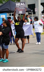 Milwaukee, Wisconsin USA - June 19th, 2021: Male And Female Members Of Heal The Hood Participated In Juneteenth Parade. 