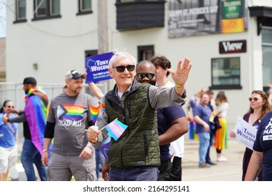 Milwaukee, Wisconsin USA - June 5th, 2022: Governor Tony Evers Of Wisconsin Participated In LGBTQ Gay Pride Parade. 