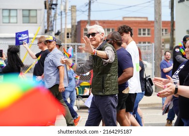 Milwaukee, Wisconsin USA - June 5th, 2022: Governor Tony Evers Of Wisconsin Participated In LGBTQ Gay Pride Parade. 